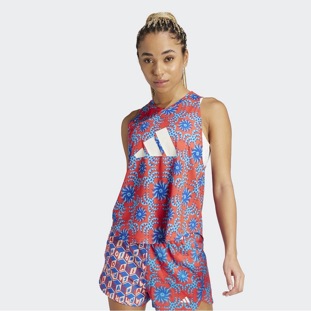 Farm Rio & Adidas Floral Red and Blue Tank Top